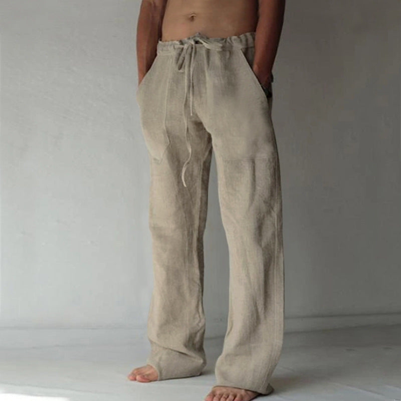 Tobias - Linen Blend Drawstring Trousers