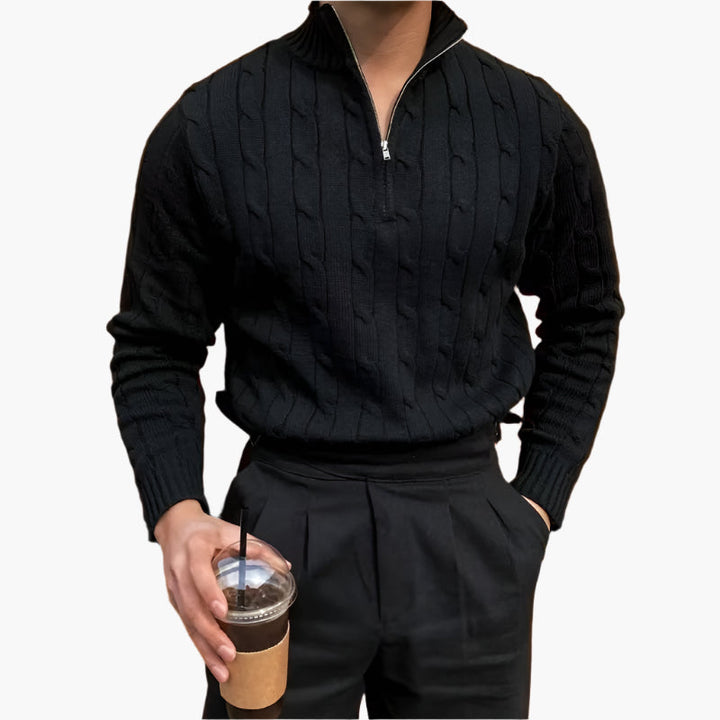 Dexter - Wave Texture Half-Zip Jumper