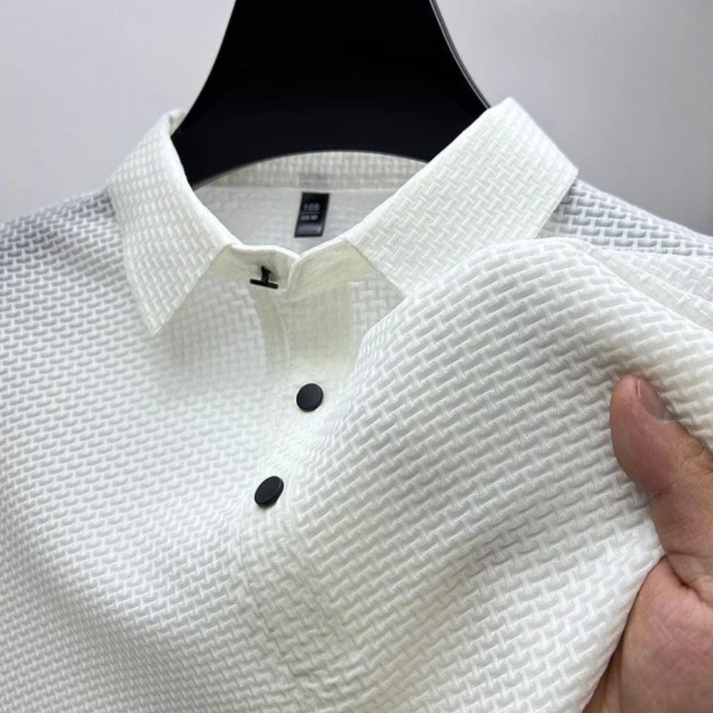 Hetty London Textured Short Sleeve Polo Shirt for Men