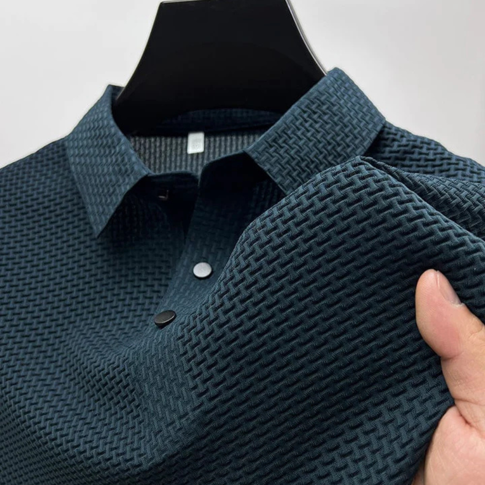 Hetty London Textured Short Sleeve Polo Shirt for Men