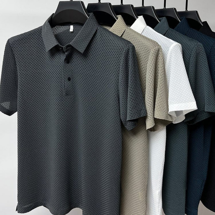 Hetty London Textured Short Sleeve Polo Shirt for Men