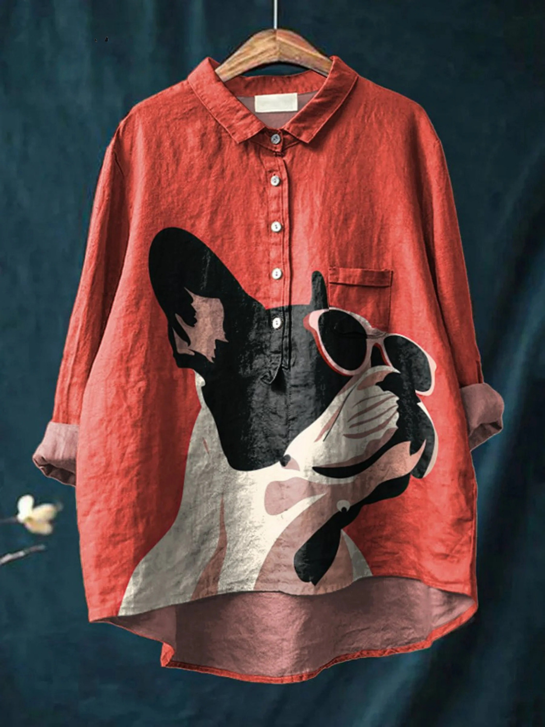Paula | Casual T-Shirt with Decorative French Bulldog Motif