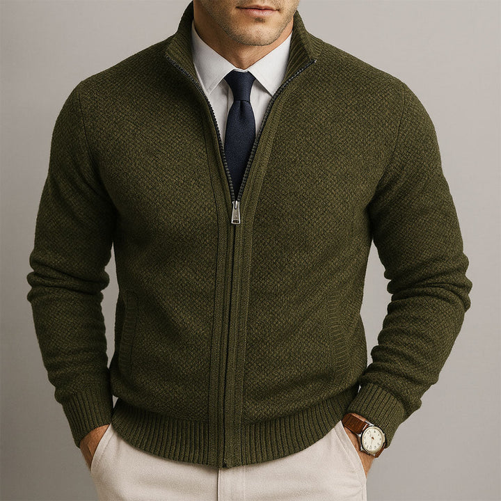 Douglas - Wool-Lined Knit Zip Cardigan