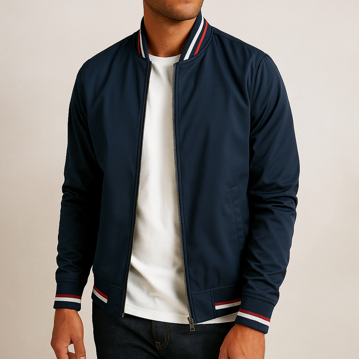 Keith - Striped Collar Bomber Jacket