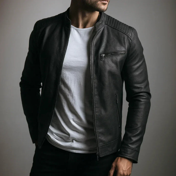 Edwin - Faux Leather Bomber Jacket