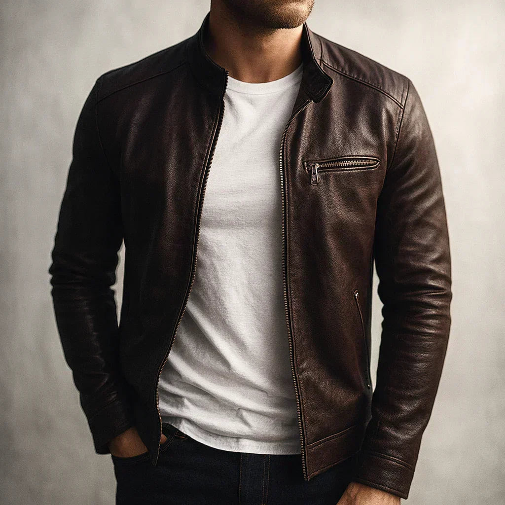 Edwin - Faux Leather Bomber Jacket