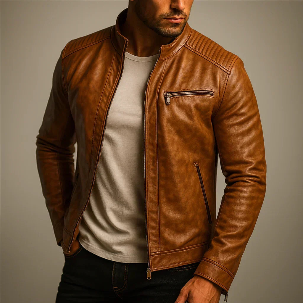 Edwin - Faux Leather Bomber Jacket