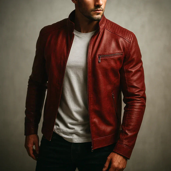 Edwin - Faux Leather Bomber Jacket