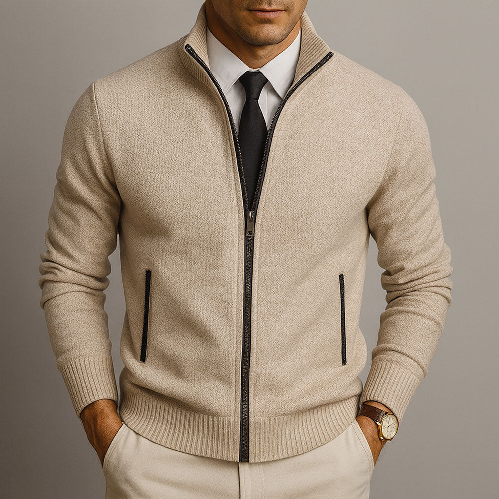 Douglas - Wool-Lined Knit Zip Cardigan
