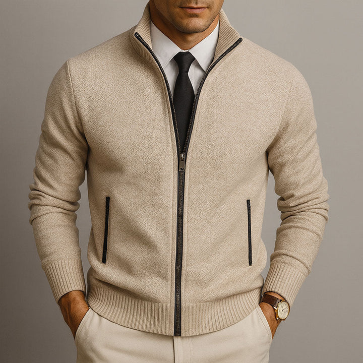 Douglas - Wool-Lined Knit Zip Cardigan