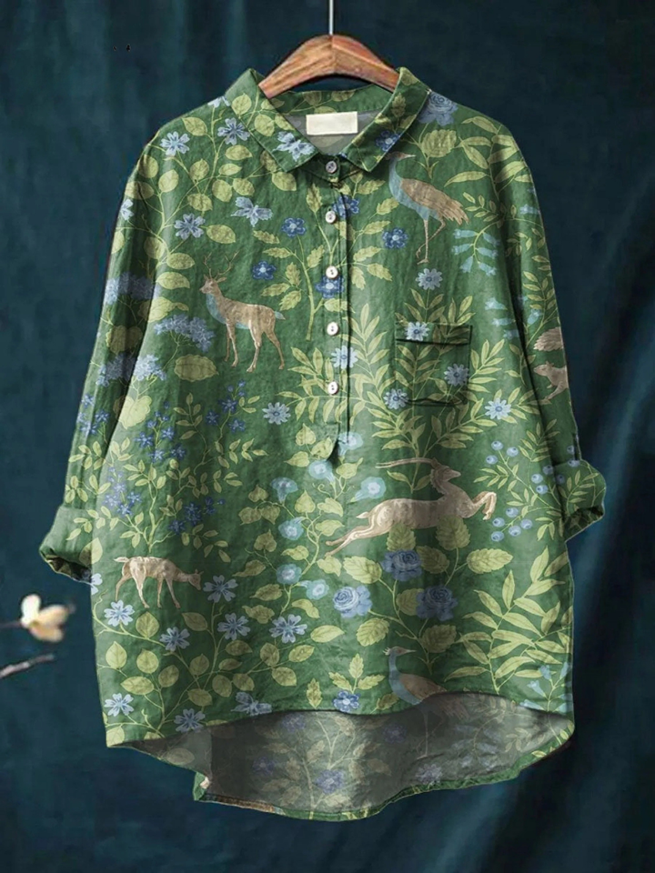 Lotte | Casual T-Shirt with Vintage Floral and Animal Print