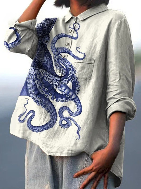 Lotte | Casual T-Shirt with Octopus Tentacle Art