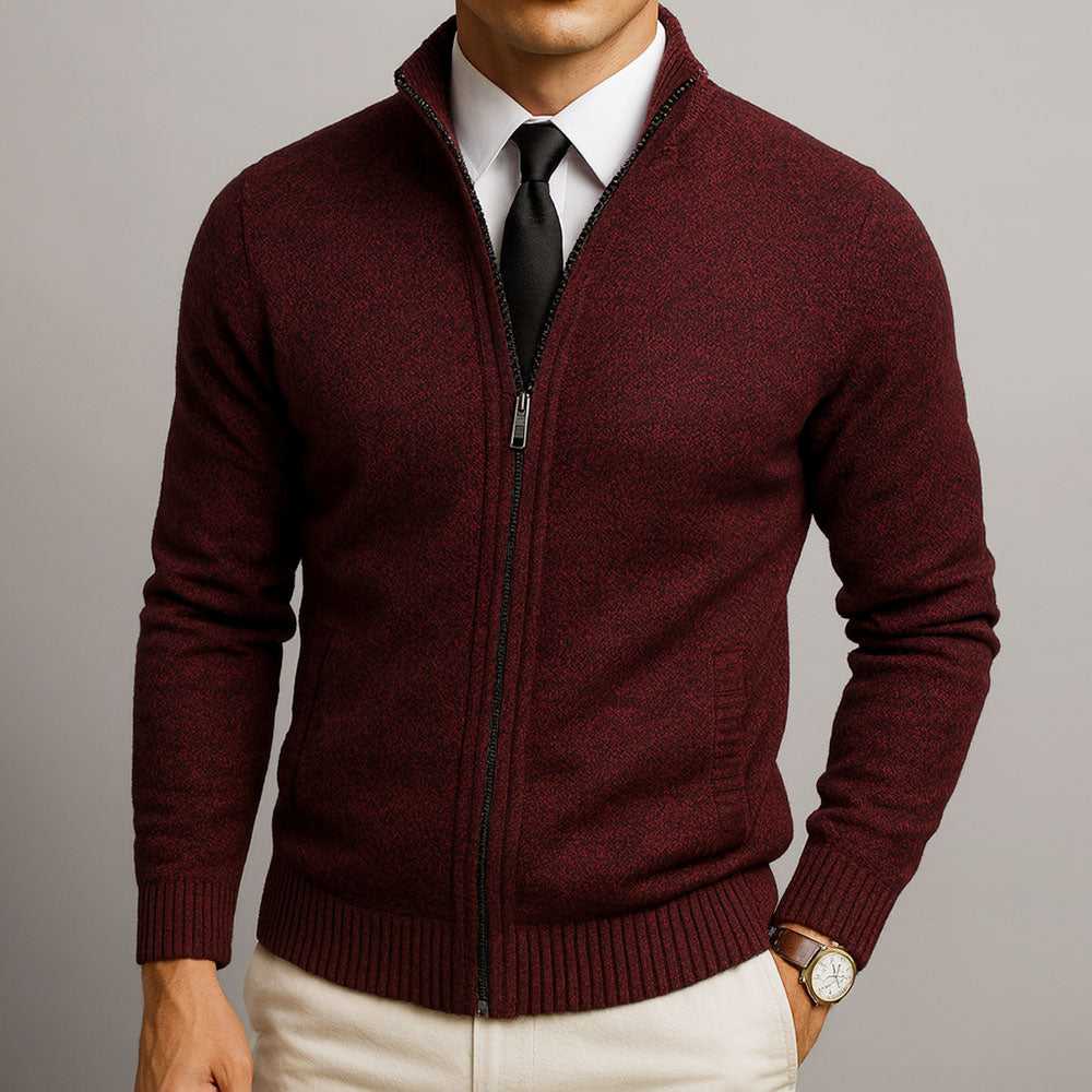 Douglas - Wool-Lined Knit Zip Cardigan