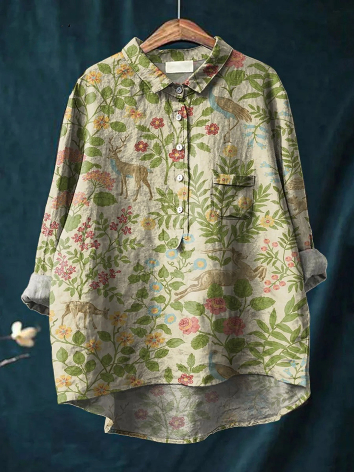 Lotte | Casual T-Shirt with Vintage Floral and Animal Print