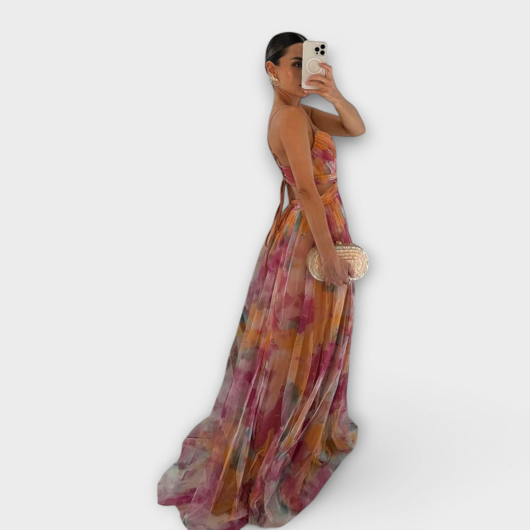 Annai Mesh Maxi Dress | Elegant and Figure-Shaping
