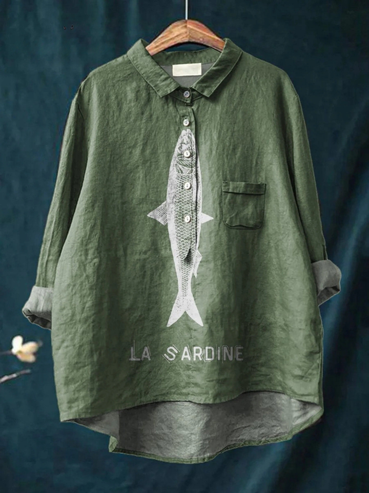 Rose | Casual T-Shirt with Sardine Print