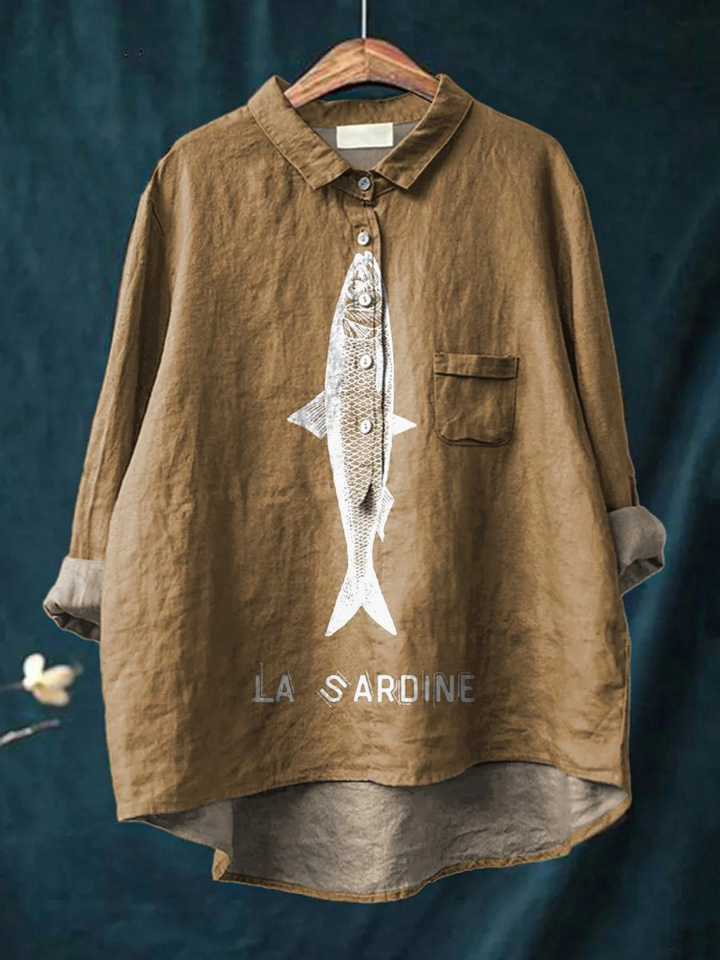 Rose | Casual T-Shirt with Sardine Print