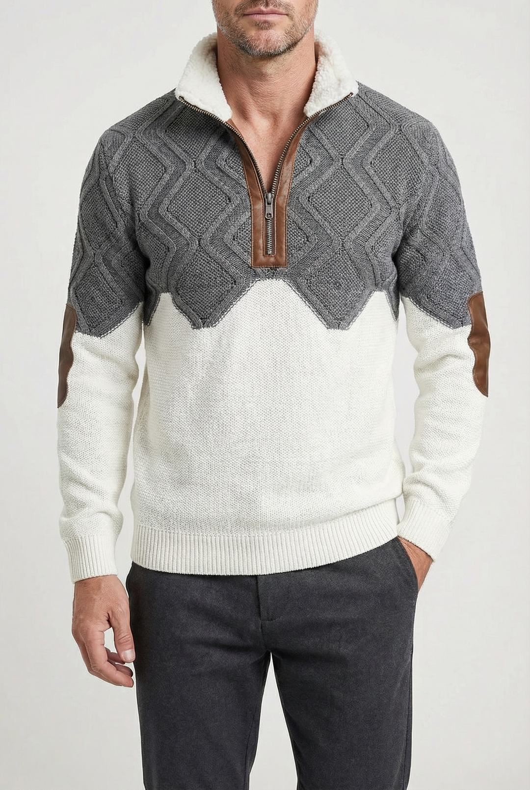 Elias - Fair Isle Yoke Half-Zip Jumper
