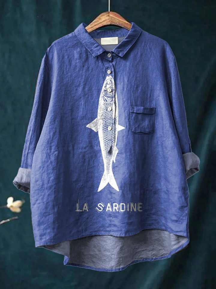 Rose | Casual T-Shirt with Sardine Print