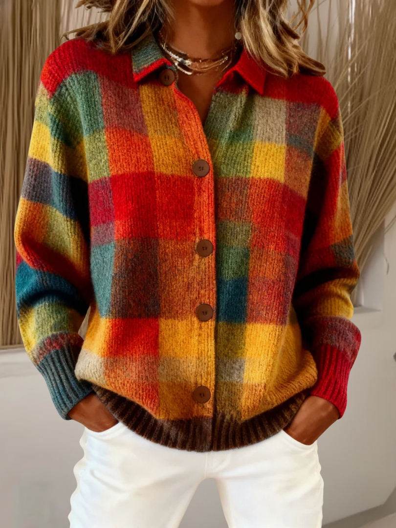 Esther™ | Retro Check Cardigan
