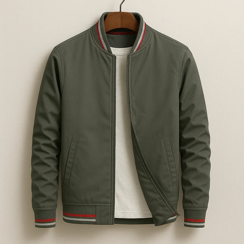 Keith - Striped Collar Bomber Jacket