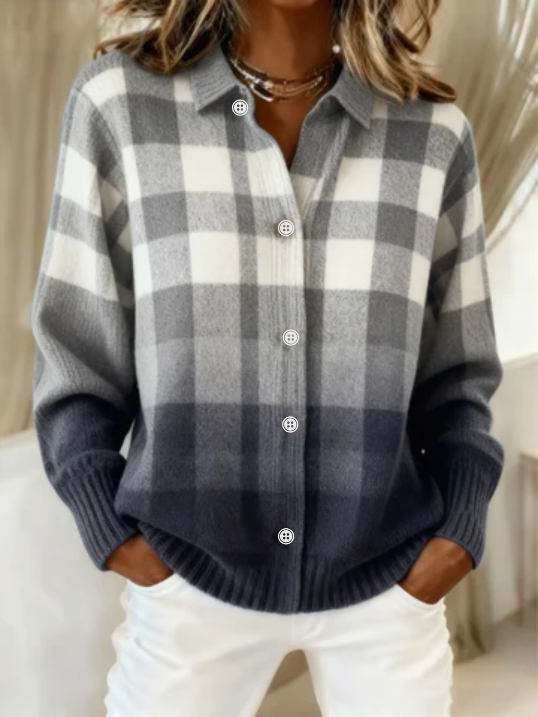 Mara™ | Checked Hoodie Blouse