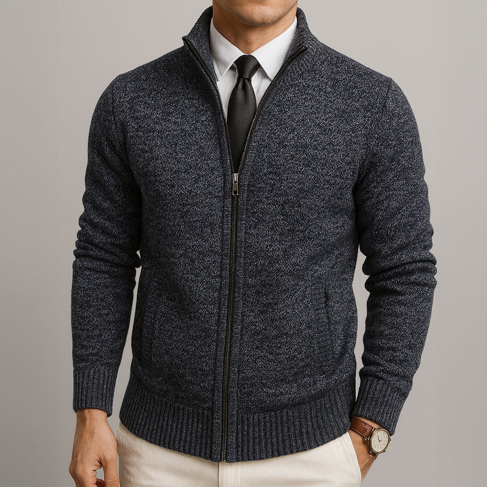 Douglas - Wool-Lined Knit Zip Cardigan