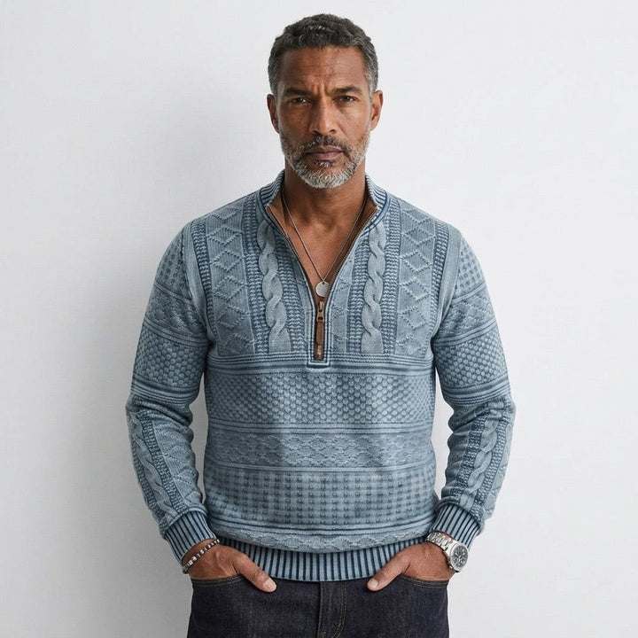 Warren - Textured Half-Zip Polo Jumper