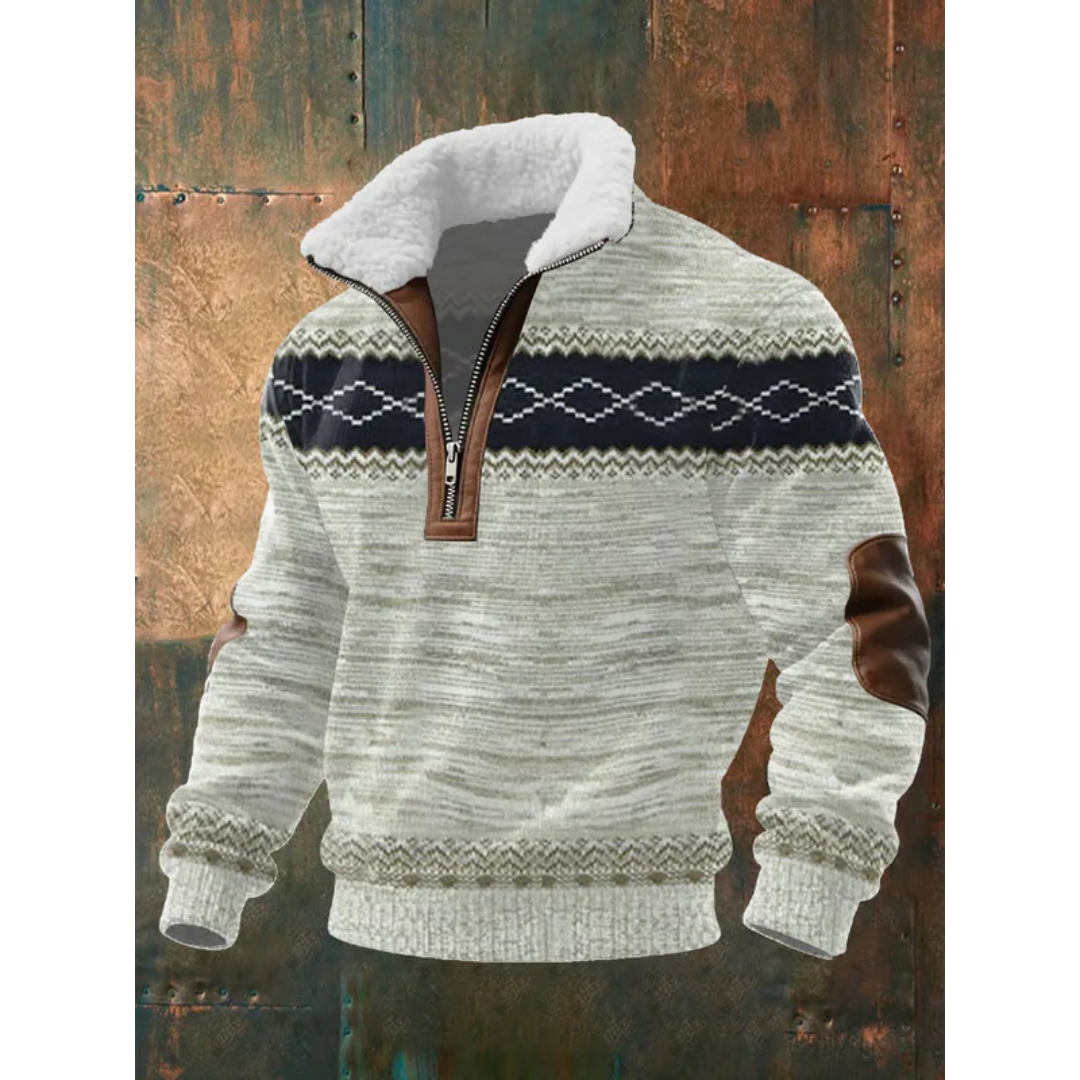 Elias - Fair Isle Yoke Half-Zip Jumper