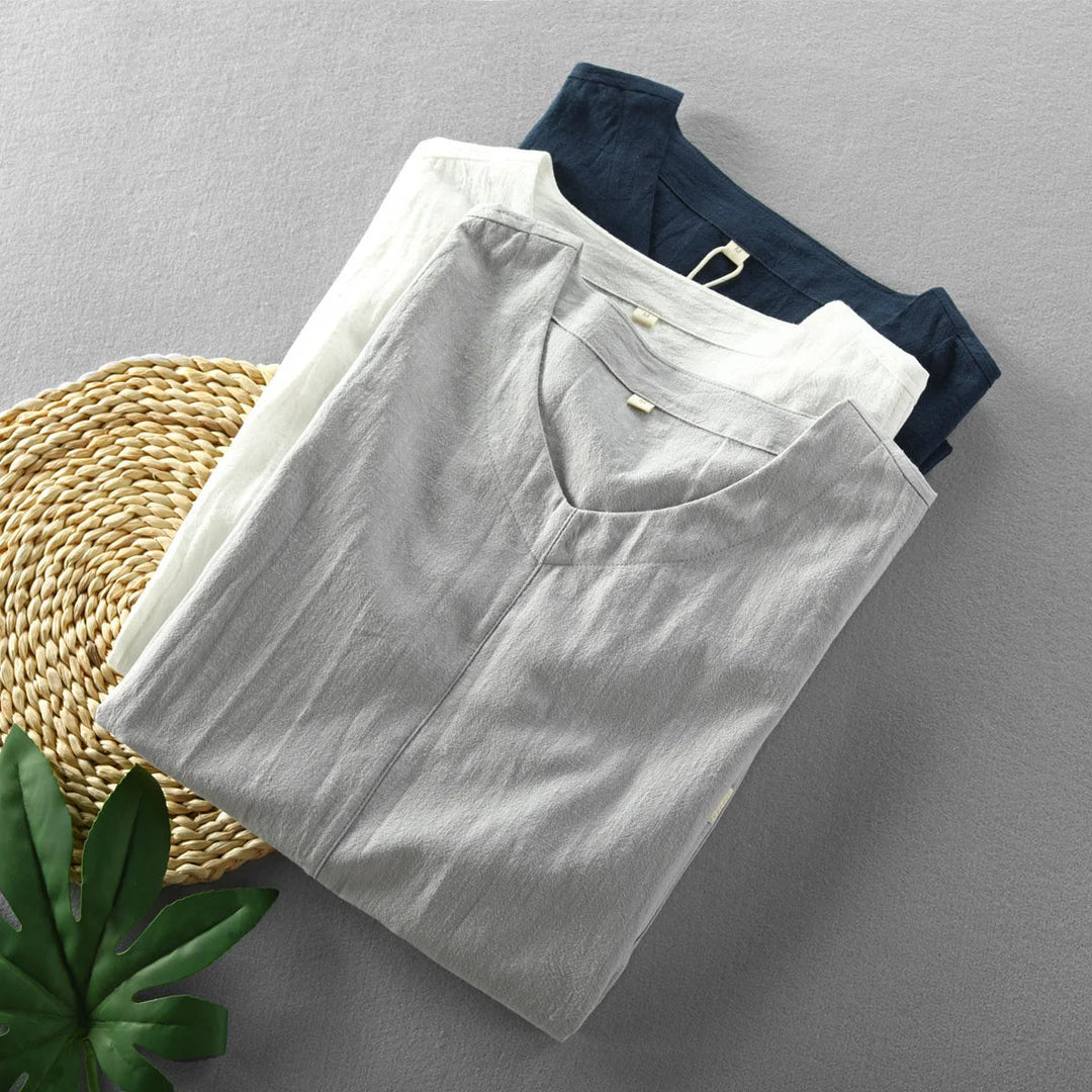 Kobu V-Neck Cotton Linen Summer Tee