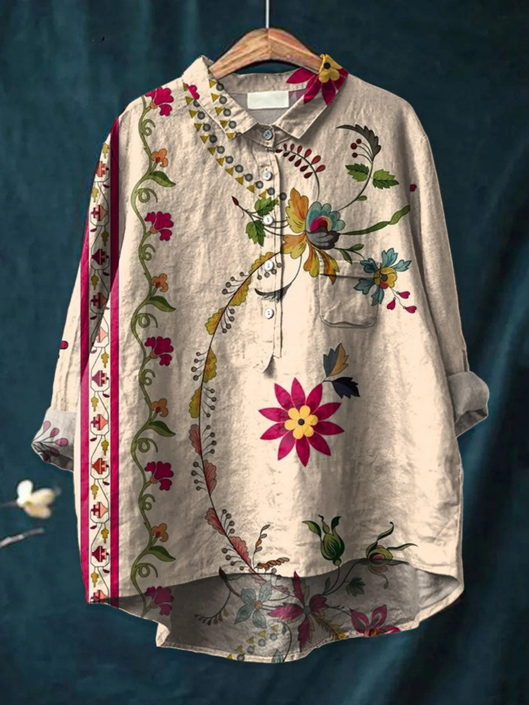 Ida | Casual Blouse with Vintage Floral Print