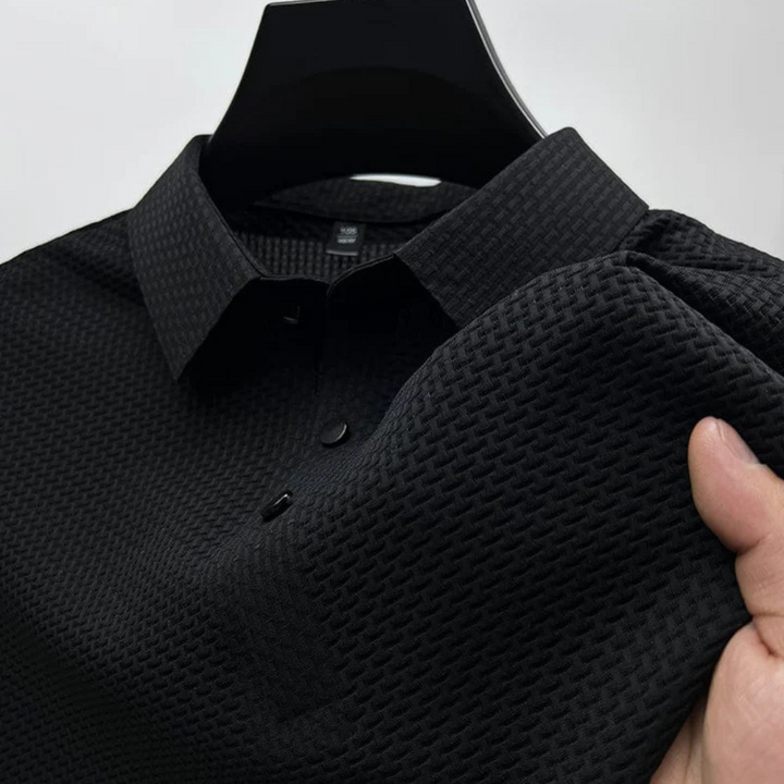 Hetty London Textured Short Sleeve Polo Shirt for Men
