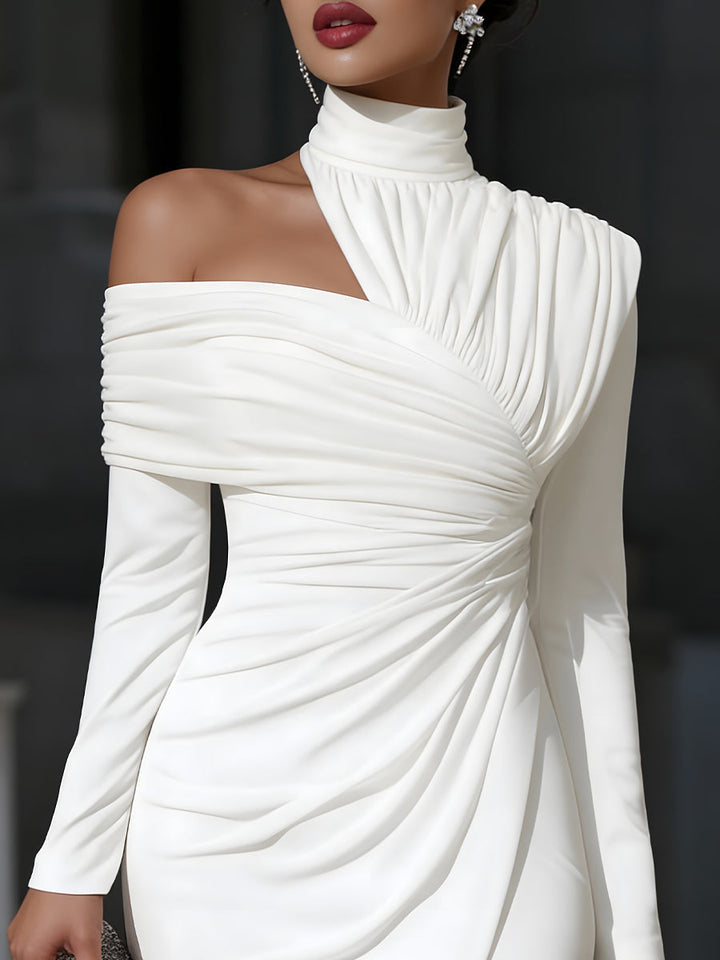 Petra | Evening Dress with High Collar &amp; One Shoulder