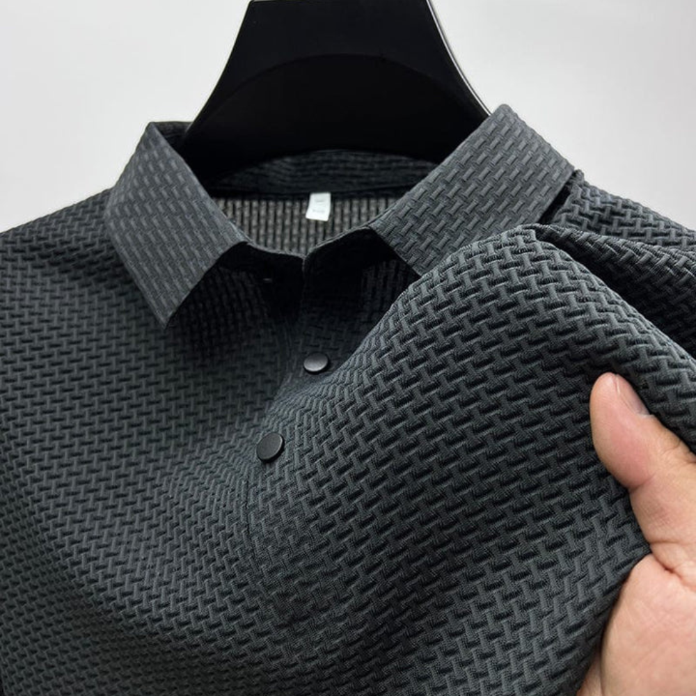 Hetty London Textured Short Sleeve Polo Shirt for Men