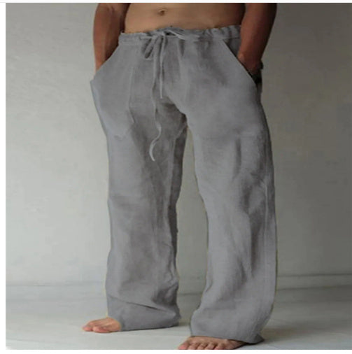 Tobias - Linen Blend Drawstring Trousers