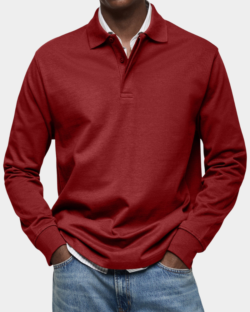 Classic long-sleeved polo shirt