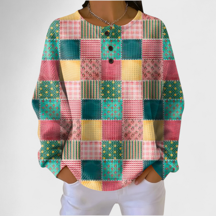 Agnes | Jumper with Colourful Patchwork Pattern