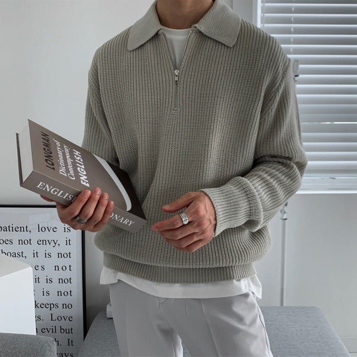 Baxter - Open Collar Polo Jumper