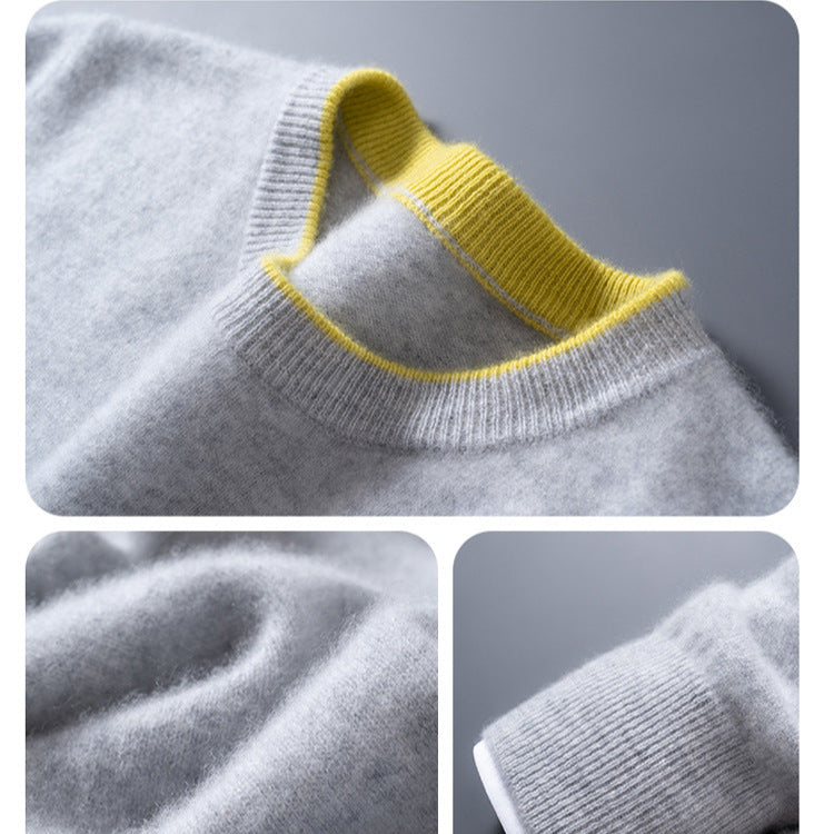 Edmund - White Trim Crew Neck Jumper