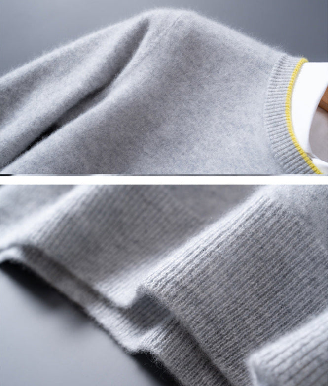 Edmund - White Trim Crew Neck Jumper