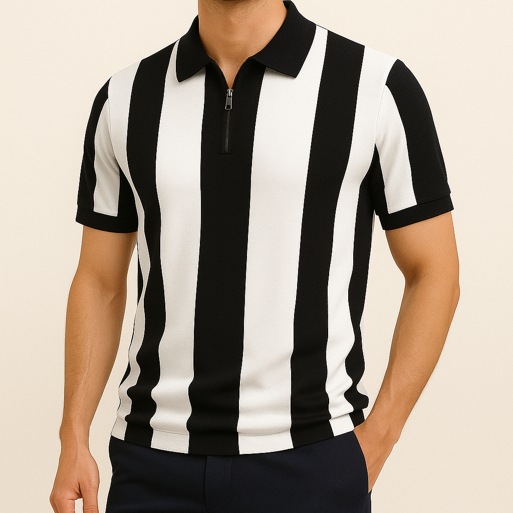 Stravino Stripe Zip Polo