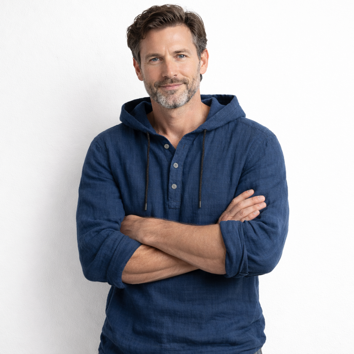 Hetty London Linen Hooded Shirt for Men