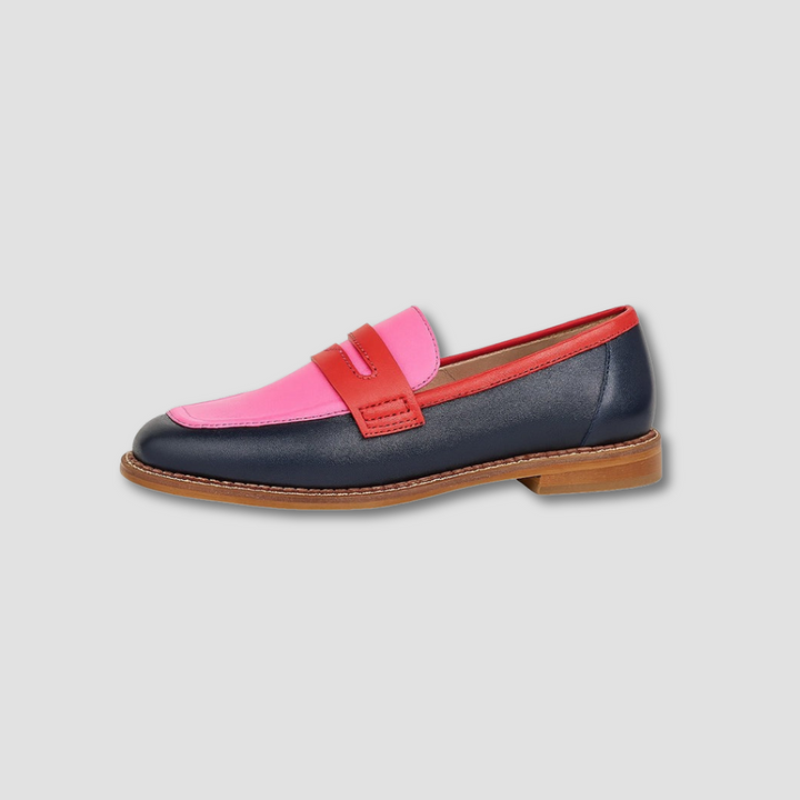 Beatrice | Pink &amp; Navy Penny Loafers