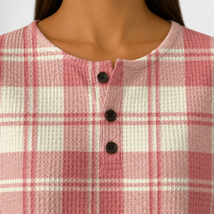 Emily | Pink Jumper with Check Pattern