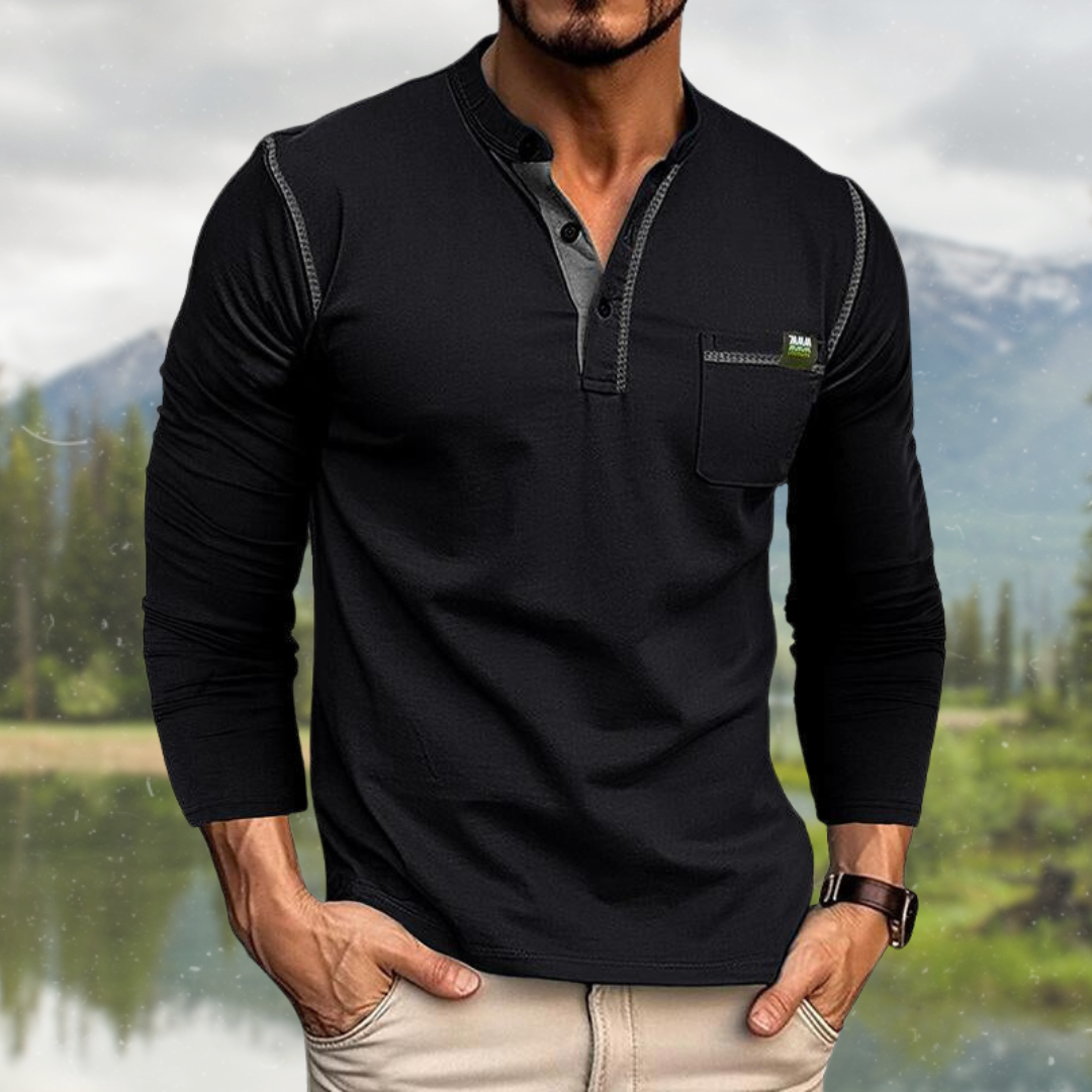 Hetty London Long Sleeve Shirt with Pocket for Men