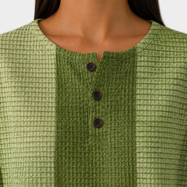 Harriet | Olive Green Jumper with Colour Block