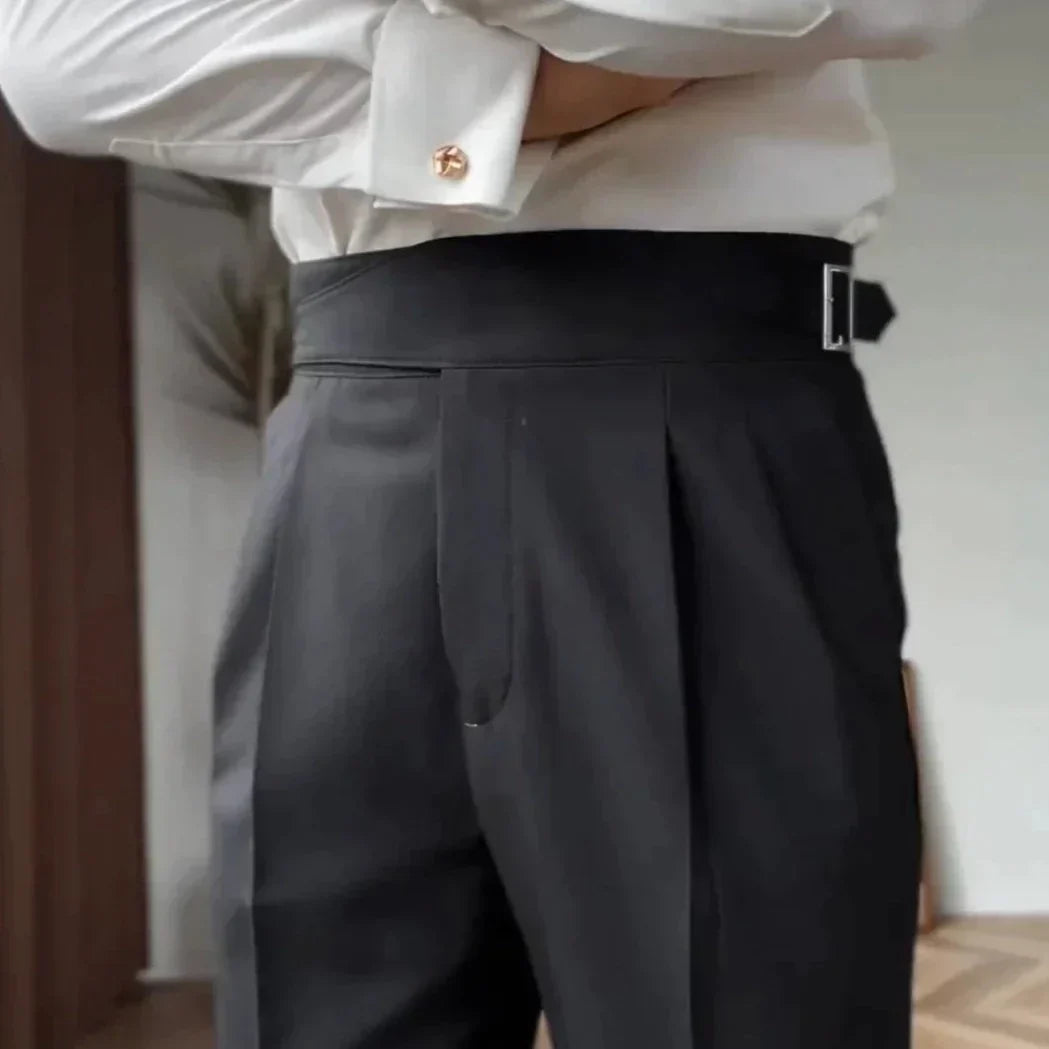 Hubert - Classic High-Waist Buckle Trousers