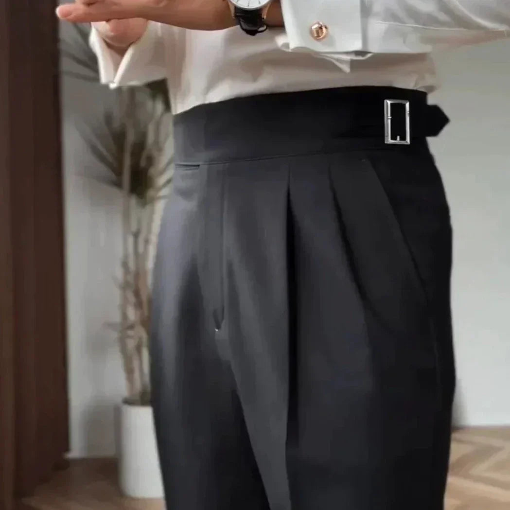 Hubert - Classic High-Waist Buckle Trousers