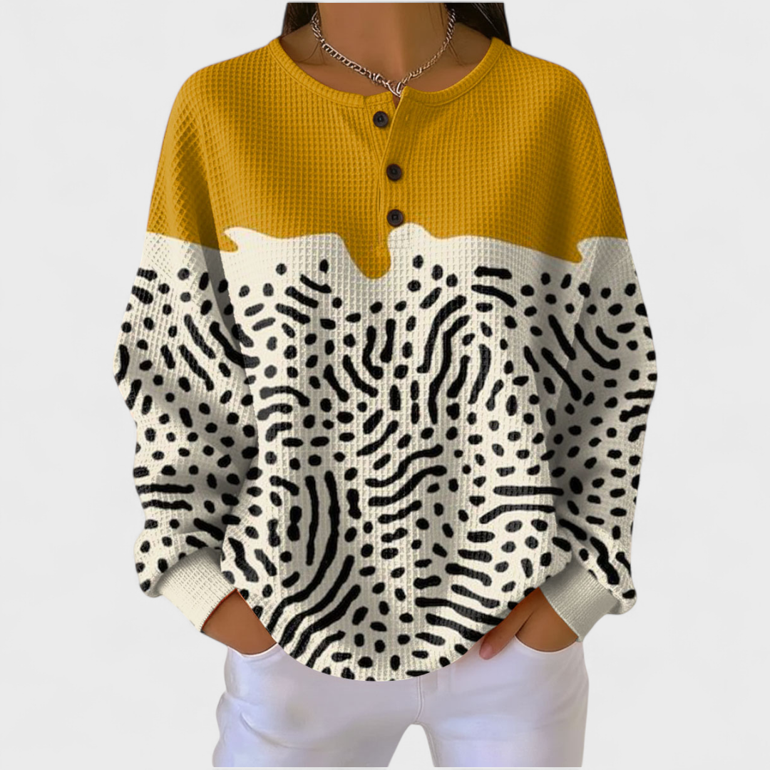 Liv | Yellow and White Jumper with Animal Print