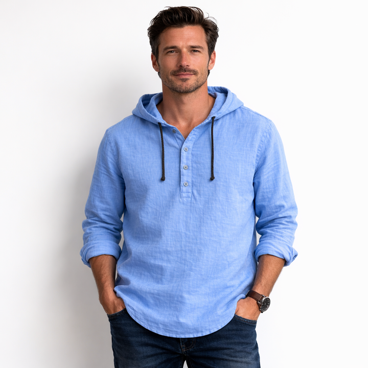 Hetty London Linen Hooded Shirt for Men